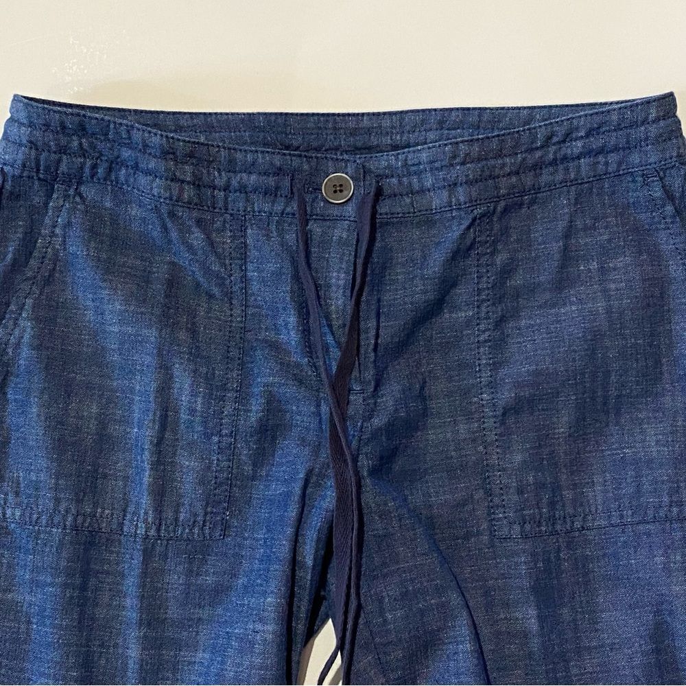 Talbots Petites Signature Rolled Cuff Blue Chambray Denim Ankle Pants Size 4P - Picture 2 of 16